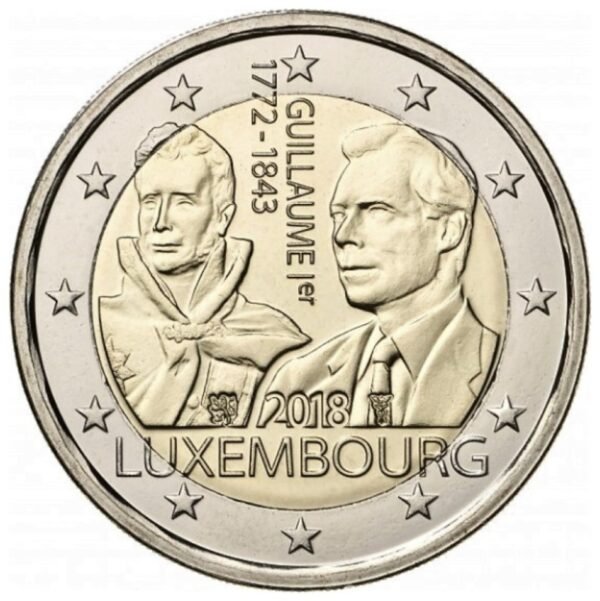 Liuksemburgas 2018 2 euro proginė moneta - Didžiojo kunigaikščio Guillaume I mirties 175-metis