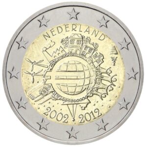 Nyderlandai 2012 2 euro proginė moneta - 10 metų eurui (TYE)