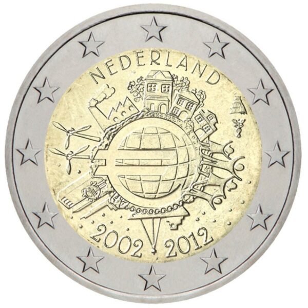 Nyderlandai 2012 2 euro proginė moneta - 10 metų eurui (TYE) Nyderlandai 2012 2 euro proginė moneta - 10 metų eurui (TYE)