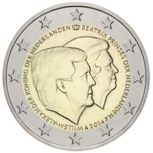 Nyderlandai 2014 2 euro proginė moneta - Oficialus atsisveikinimas su buvusia karaliene Beatriče