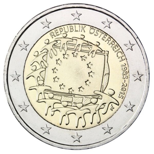 Austrija 2015 2 euro proginė moneta - ES vėliava Austrija 2015 2 euro proginė moneta - ES vėliava