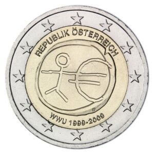 Austrija 2009 2 euro proginė moneta - Ekonominės ir pinigų sąjungos 10-metis (EMU)
