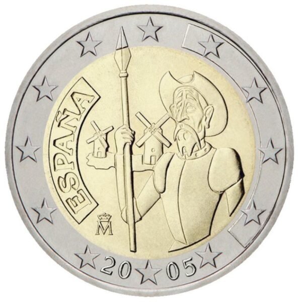 Ispanija 2005 2 euro proginė moneta - Don Kichotas iš La Mančos knygos 400-metis Ispanija 2005 2 euro proginė moneta - Don Kichotas iš La Mančos knygos 400-metis