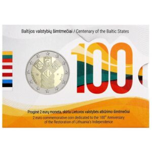 Lietuva 2018 2 euro proginė moneta kortelėje - Baltijos valstybių 100-metis (BU)