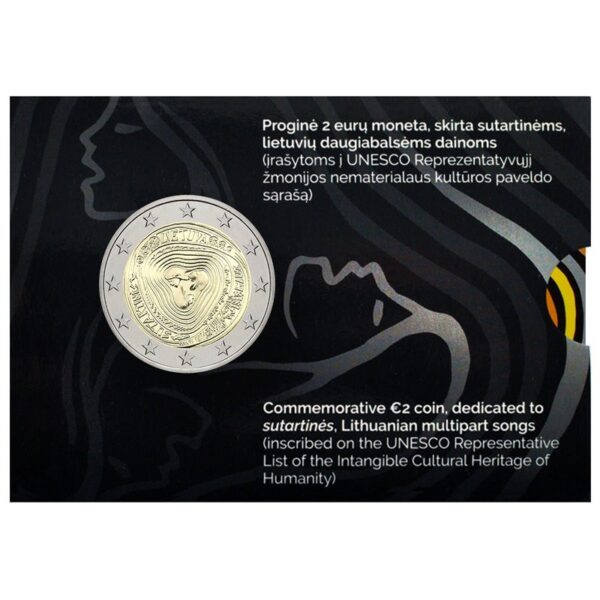 Lietuva 2019 2 euro proginė moneta kortelėje - Sutartinės (BU)