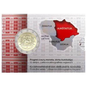 Lietuva 2020 2 euro proginė moneta kortelėje - Aukštaitija (BU)