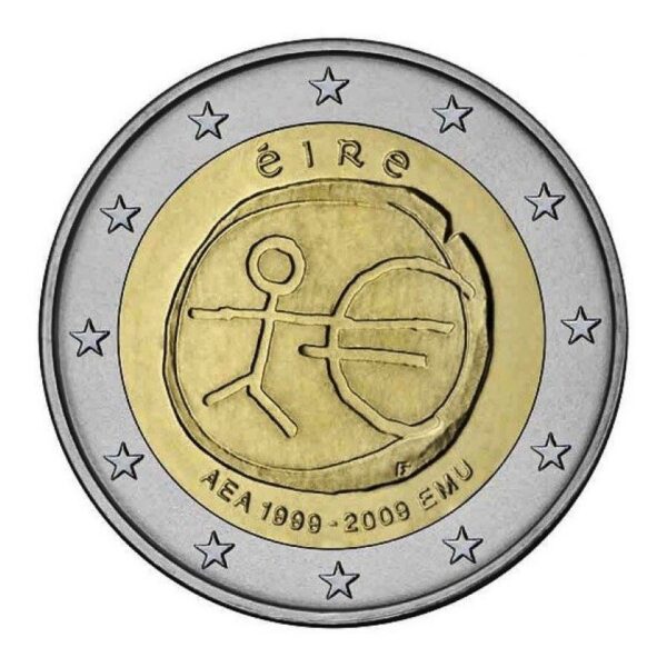 Airija 2009 2 euro proginė moneta - Ekonominės ir pinigų sąjungos 10-metis*EMU