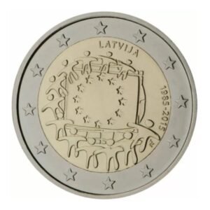 Latvija 2015 2 euro proginė moneta - Vėliava