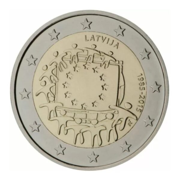 Latvija 2015 2 euro proginė moneta - Vėliava