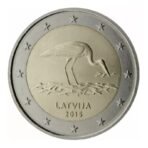 Latvija 2015 2 euro proginė moneta - Juodasis gandras