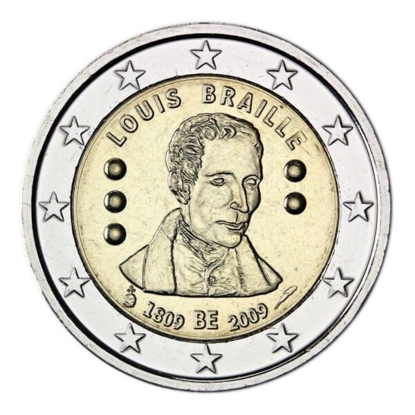 Belgija 2009 2 euro proginė moneta - Luiso Brailio gimimo 200-metis Belgija 2009 2 euro proginė moneta - Luiso Brailio gimimo 200-metis