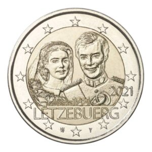 Liuksemburgas 2021 2 euro proginė moneta - Didžiojo kunigaikščio Henri vestuvių 40-metis (reljefas)