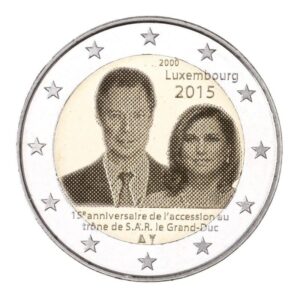 Liuksemburgas 2015 2 euro proginė moneta - Didžiojo kunigaikščio Henri įžengimas į sostą (holograma)