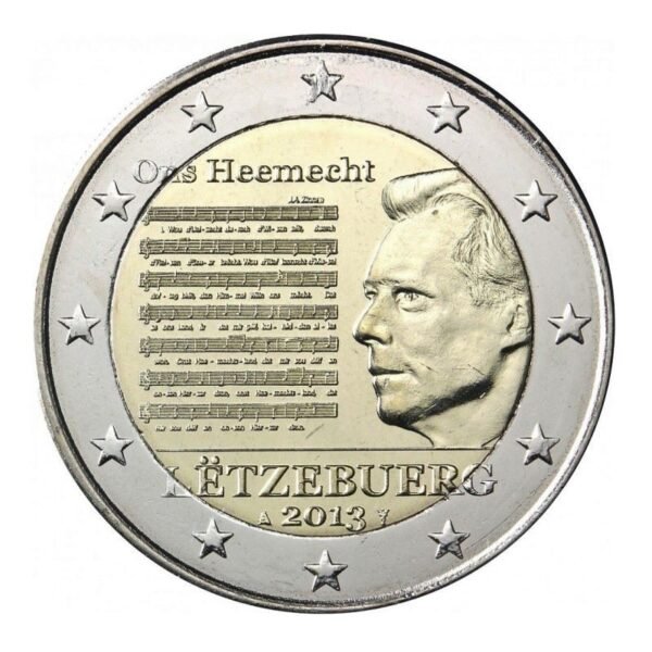 Liuksemburgas 2013 2 euro proginė moneta - Didžiosios kunigaikštystės himnas