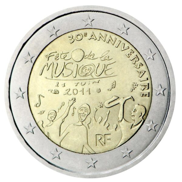 Prancūzija 2011 2 euro proginė moneta - Muzikos šventės 30-metis