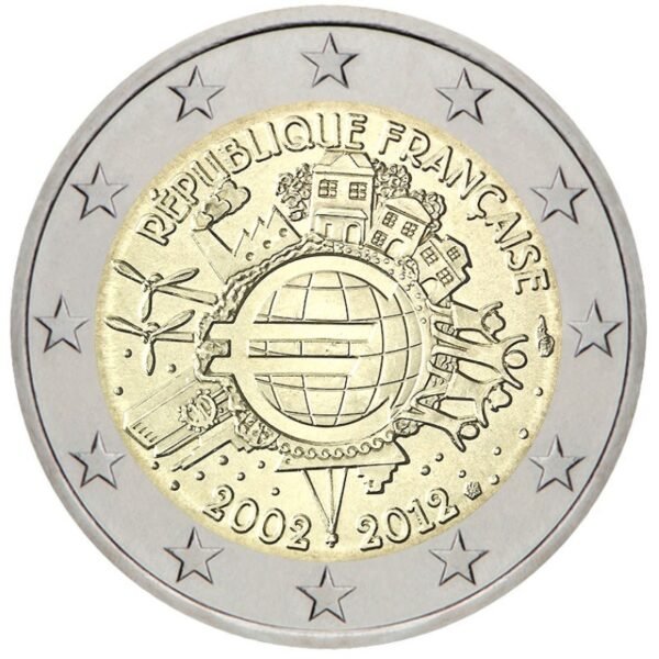 Prancūzija 2012 2 euro proginė moneta -10 metų eurui (TYE) Prancūzija 2012 2 euro proginė moneta -10 metų eurui (TYE)