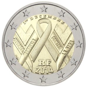 Prancūzija 2014 2 euro proginė moneta - Pasaulinė kovos su AIDS diena
