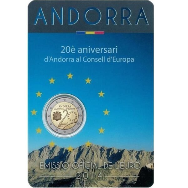 Andora 2014 2 euro proginė moneta kortelėje - Europos Taryba (BU) Andora 2014 2 euro proginė moneta kortelėje - Europos Taryba (BU)