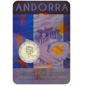 Andora 2015 2 euro proginė moneta kortelėje - Muitų susitarimas su ES (BU)