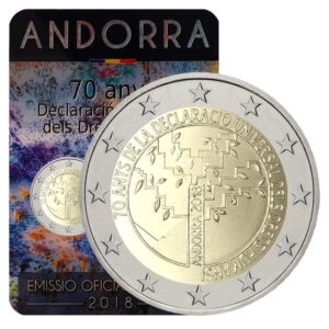Andora 2018 2 euro proginė moneta kortelėje - Žmogaus teisės (BU)