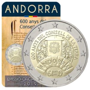Andora 2019 2 euro proginė moneta kortelėje - Žemės taryba (BU)