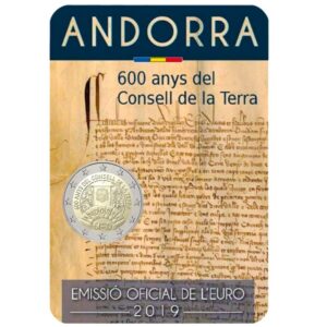 Andora 2019 2 euro proginė moneta kortelėje - Žemės taryba (BU)
