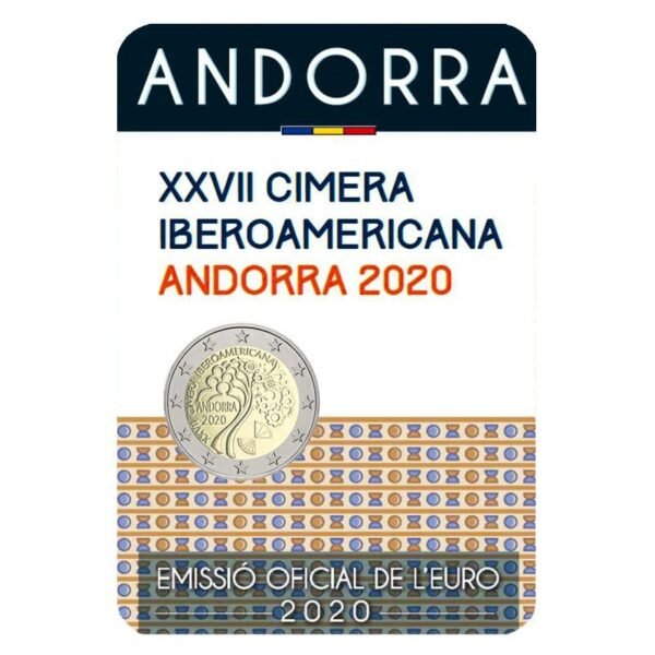 Andora 2020 2 euro proginė moneta kortelėje - Ibero-Amerikos susitikimas (BU) Andora 2020 2 euro proginė moneta kortelėje - Ibero-Amerikos susitikimas (BU)