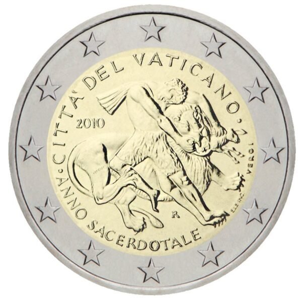 Vatikanas 2010 2 euro proginė moneta kortelėje - Kunigų metai (BU)