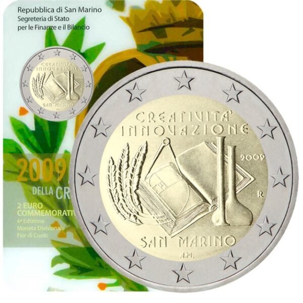 San Marinas 2009 2 euro proginė moneta - Europos kūrybiškumo ir naujovių metai (BU) San Marinas 2009 2 euro proginė moneta - Europos kūrybiškumo ir naujovių metai (BU)