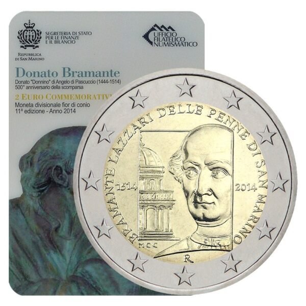 San Marinas 2014 2 euro proginė moneta - Donato Bramante (BU) San Marinas 2014 2 euro proginė moneta - Donato Bramante (BU)