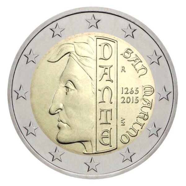 San Marinas 2015 2 euro proginė moneta - Dante Alighieri (BU)