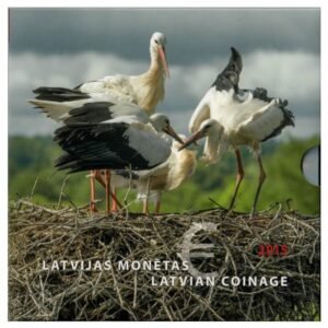 Latvija 2015 oficialus bankinis euro monetų rinkinys su 2 euro progine moneta - Gandras (BU)
