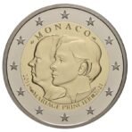 Monakas 2021 2 euro proginė moneta dėžutėje - 10-osios vestuvių metinės (PROOF)