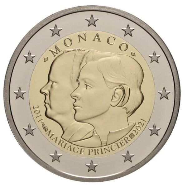 Monakas 2021 2 euro proginė moneta dėžutėje - 10-osios vestuvių metinės (PROOF) Monakas 2021 2 euro proginė moneta dėžutėje - 10-osios vestuvių metinės (PROOF)