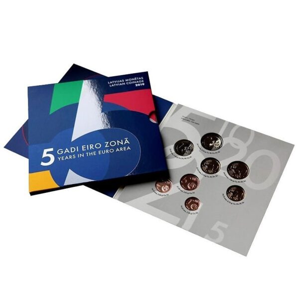 Latvija 2019 oficialus bankinis euro monetų rinkinys - 5 metai euro zonoje (BU)
