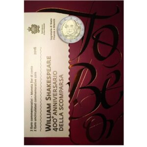 San Marinas 2016 2 euro proginė moneta - Šekspyras (BU)