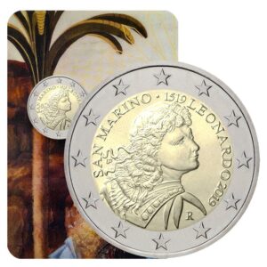 San Marinas 2019 2 euro proginė moneta - Leonardo da Vinci 500-osios mirties metinės (BU)