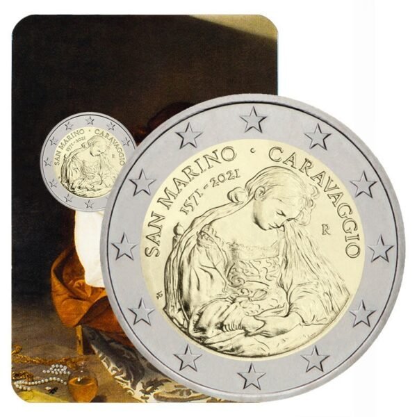 San Marinas 2021 2 euro proginė moneta - Caravaggio 450-osios gimimo metinės (BU) San Marinas 2021 2 euro proginė moneta - Caravaggio 450-osios gimimo metinės (BU)