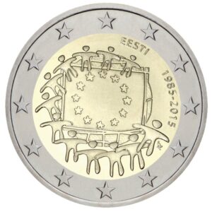Estija 2015 2 euro proginė moneta kortelėje - Vėliava (BU)
