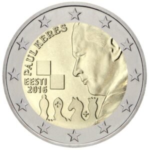 Estija 2016 2 euro proginė moneta kortelėje - Paul Keres (BU)