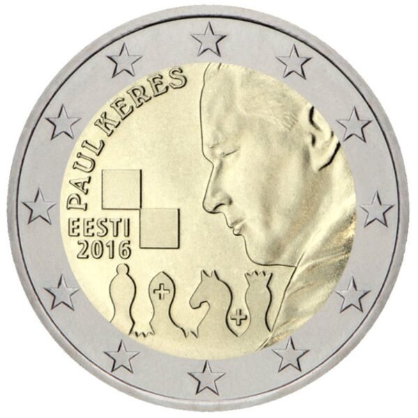 Estija 2016 2 euro proginė moneta kortelėje - Paul Keres (BU)