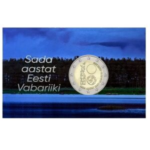Estija 2018 2 euro proginė moneta kortelėje - Estijos respublikos 100-metis (BU)