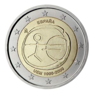 Ispanija 2009 2 euro proginė moneta - Ekonominės ir pinigų sąjungos 10-metis (EMU)