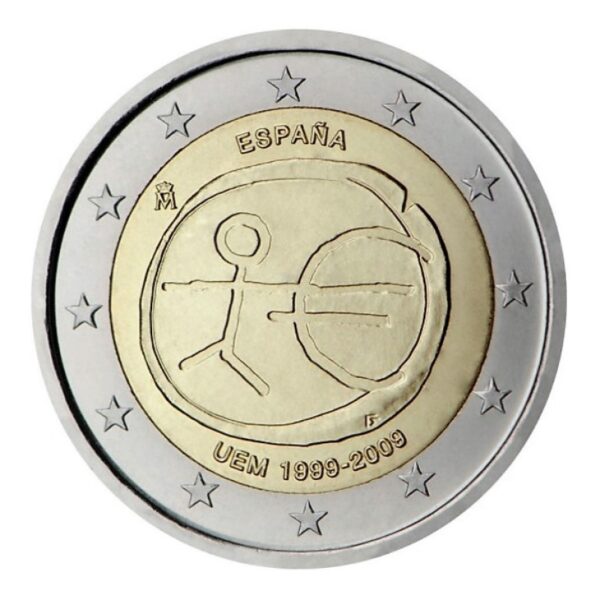 Ispanija 2009 2 euro proginė moneta - Ekonominės ir pinigų sąjungos 10-metis (EMU)