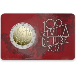 Latvija 2021 2 euro proginė moneta kortelėje - Latvijos valstybės De jure pripažinimas (BU)