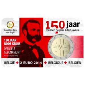 Belgija 2014 2 euro proginė moneta kortelėje - Belgijos Raudonasis Kryžius (BU)