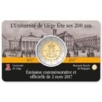 Belgija 2017 2 euro proginė moneta kortelėje - Lježo universiteto įkūrimo 200-metis (BU)