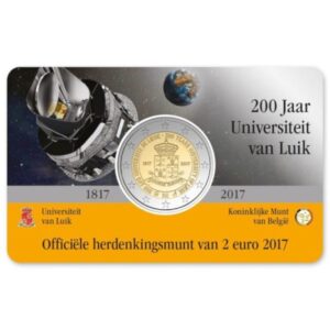 Belgija 2017 2 euro proginė moneta kortelėje - Lježo universiteto įkūrimo 200-metis (BU)