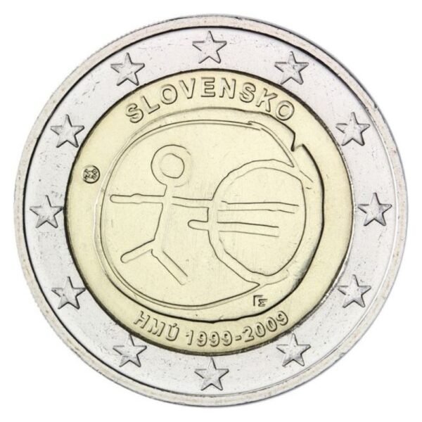 Slovakija 2009 2 euro proginė moneta - Ekonominės ir pinigų sąjungos 10-metis (EMU) Slovakija 2009 2 euro proginė moneta - Ekonominės ir pinigų sąjungos 10-metis (EMU)