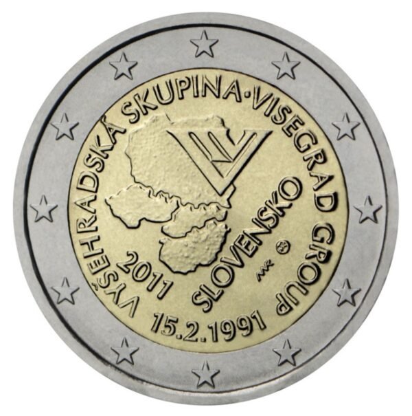 Slovakija 2011 2 euro proginė moneta - Vyšegrado grupės 20-metis